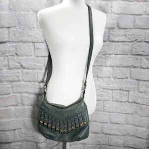 B. Makowsky Leather Studded Fringe Crossbody
